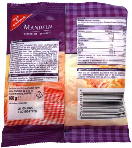 Gut & Günstig Mandeln gehobelt, 5 x 100g Tüten
