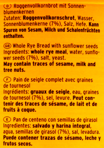 Mestemacher Sonnenblumen Vollkornbrot Dosen, 6 x 500g Dosen