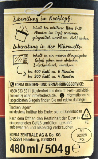 Edeka Rindersuppe mit Nudeln 3 x 480ml Dosen