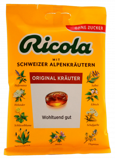 Ricola Schweizer Kräuterbonbon ohne Zucker 18 x 75g Tüten
