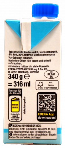 Gut & Günstig Kondensmilch 4%, 16 x 340g Packungen