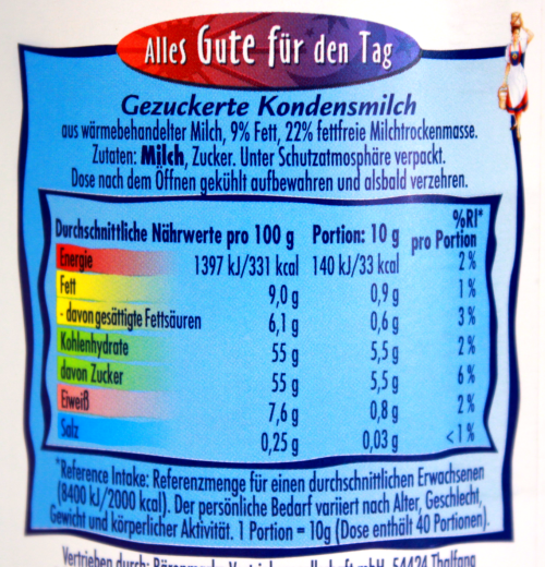 Milchmädchen gezuckerte Kondensmilch, 6 x 400g Dosen