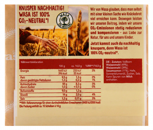 Wasa Knäckebrot Sesam & Vollkorn 6 x 200g Packungen