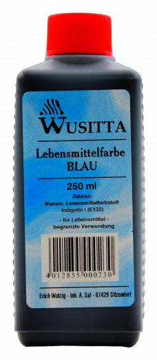 Wusitta Lebensmittelfarbe Blau 250ml Flasche