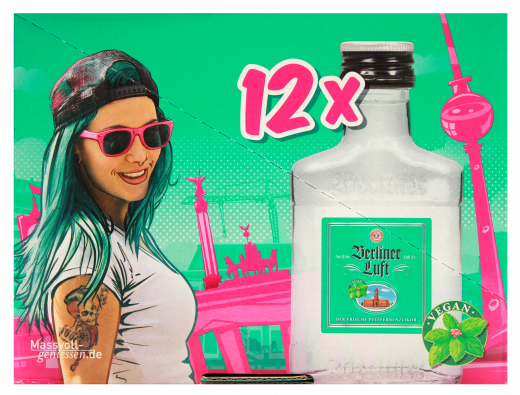 Berliner Luft 18% vol. Klarer Pfefferminzlikör, 12 x 100ml Flaschen