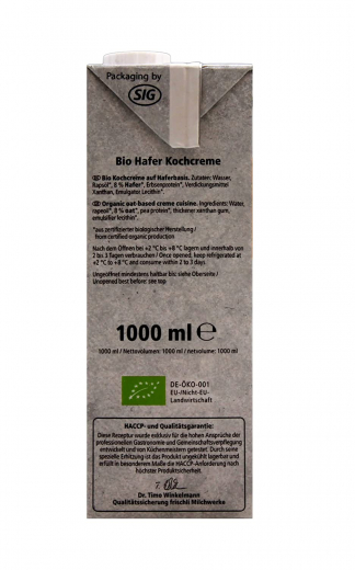 frischli Hafer Kochcreme 6 x 1l Tetra-Pack