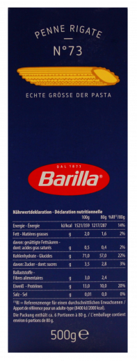 Barilla Penne Rigate 6 x 500g Packungen