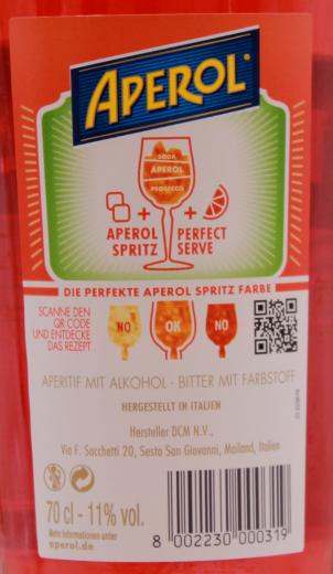 Aperol Aperitivo Italiano 11% vol., 700ml Flasche