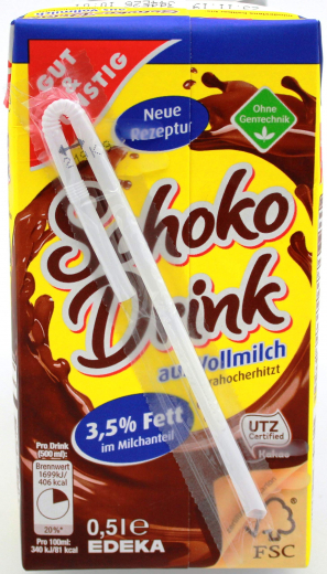 Gut & Günstig Schokodrink 3.5%, 8 x 0.5l Packungen