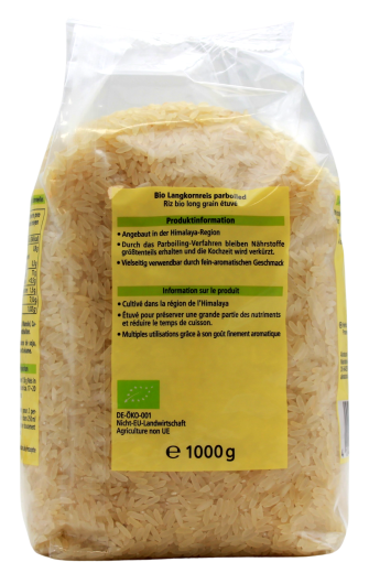 Alnatura Bio Langkorn Reis parboiled vegan, 4 x 1 kg Beutel