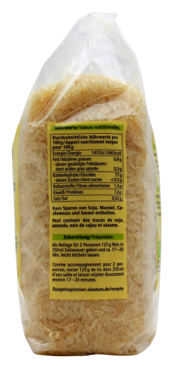 Alnatura Bio Langkorn Reis parboiled vegan, 4 x 1 kg Beutel