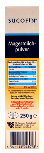 Sucofin Magermilchpulver, 3 x 250g Packungen