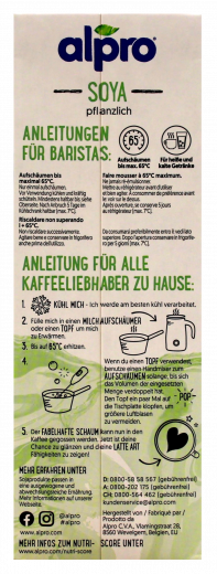 Alpro Sojadrink Barista, 8 x 1000 ml Packungen