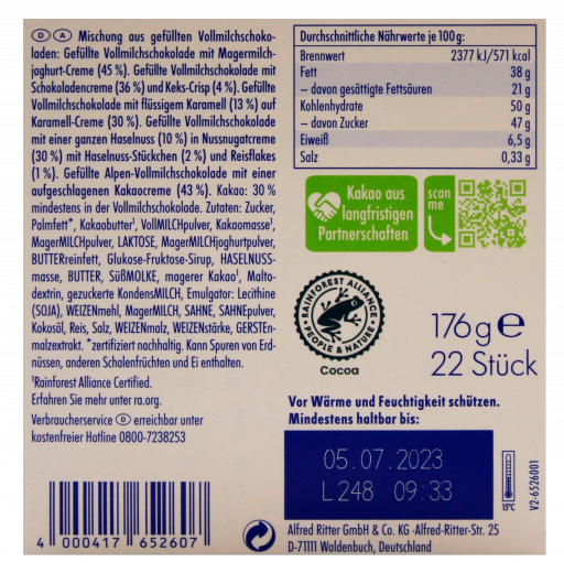 Ritter Sport Schokowürfel Lass dich Feiern 4 x 176g Schachteln