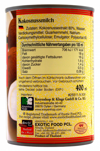 Exotic Food Kokosnussmilch 6 x 400ml Dosen