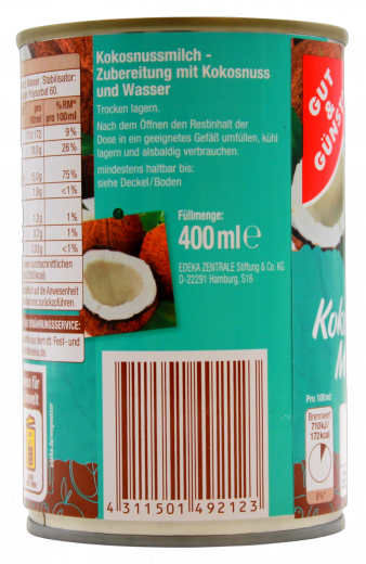 Gut & Günstig Kokosnussmilch 6 x 400 ml Dosen