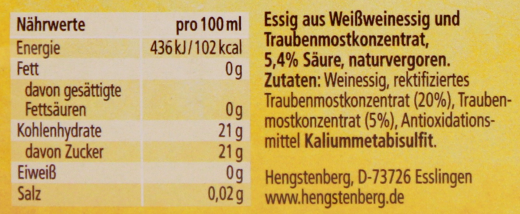 Hengstenberg Balsamico Bianco, 2 Liter Kanister