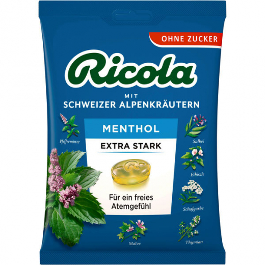 Ricola Menthol Extra Stark ohne Zucker 18 x 75g Tüten