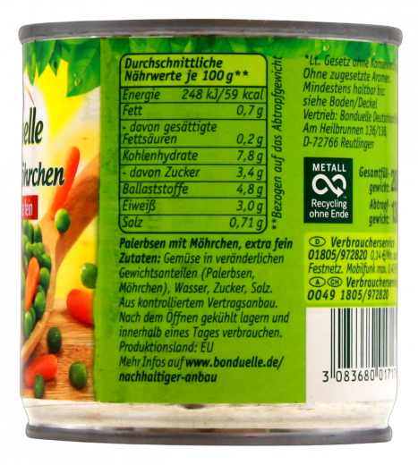 Bonduelle Erbsen & Möhrchen zart und extra fein 6 x 130g Dosen