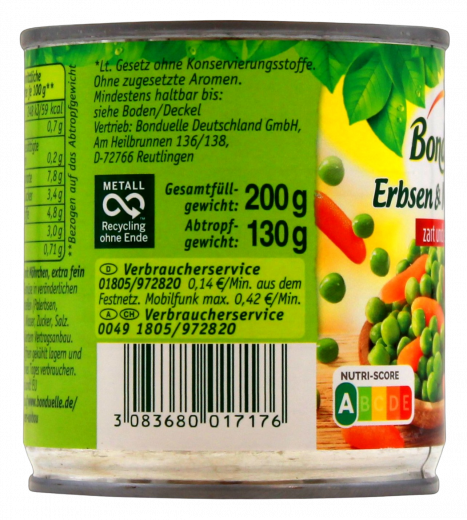 Bonduelle Erbsen & Möhrchen zart und extra fein 6 x 130g Dosen