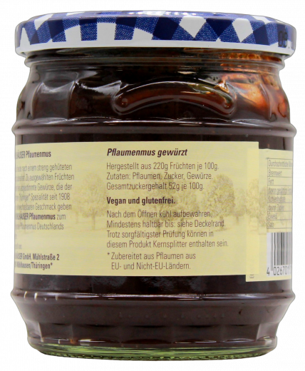 Mühlhäuser Pflaumenmus, 4 x 450g Gläser