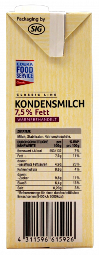 Edeka Food Service Kondensmilch 7.5% 6 x 1000g Packungen