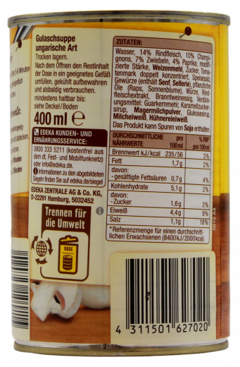 Gut & Günstig Gulaschsuppe, 6 x 400ml Dosen