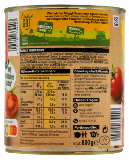 Maggi Ravioli in Tomatensoße 3 x 800g Dosen