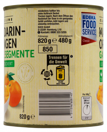 Edeka Mandarin-Orangen 6 x 480g Dosen
