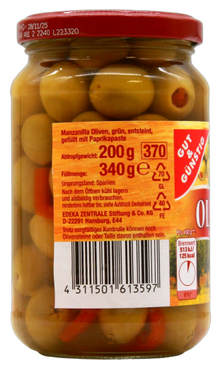 Gut & Günstig Manzanilla Oliven 6 x 200g Gläser