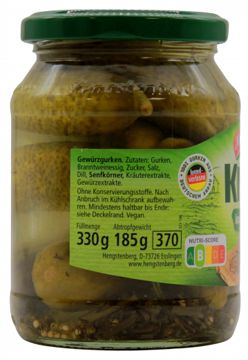 Hengstenberg Knax Gewürzgurke, 6 x 185g Gläser