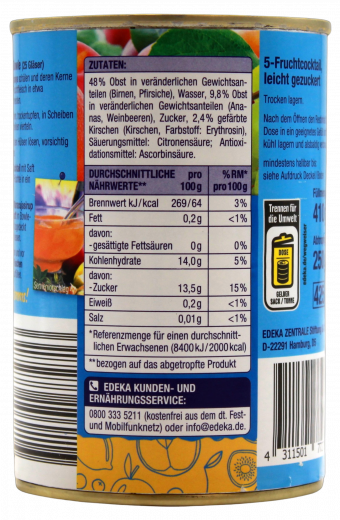 Gut & Günstig Fruitcocktail 6 x 250g Dosen