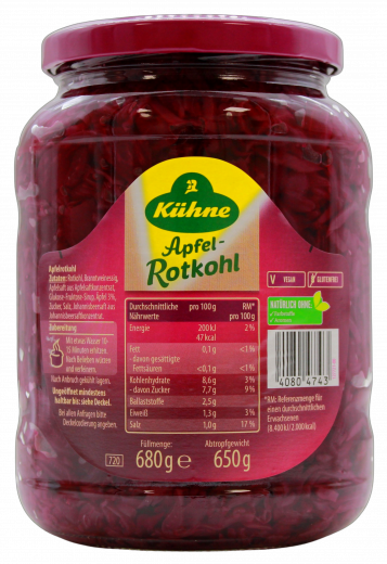 Kühne Apfelrotkohl 6 x 650g Gläser