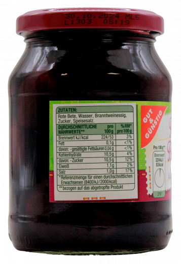 Gut & Günstig Rote Bete Kugeln 12 x 220g Gläser