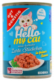 Gut & Günstig Hello my Cat Zarte Stückchen in feiner Sauce mit MSC-Seelachs, 10 x 415g Dosen