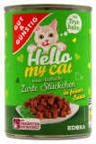Gut & Günstig Hello my cat Zarte Stückchen in feiner Sauce mit Truthahn, 10 x 415g Dosen
