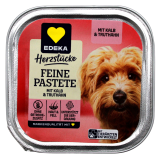 Herzstücke Feine Pastete mit Kalb und Truthahn Hundefutter, 11 x 150g Schale