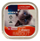 Herzstücke Feines Ragout Katzenfutter mit Pute und Leber in Karottensauce, 16 x 100g Becher