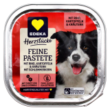 Herzstücke Feine Pastete mit Rind Kartoffeln & Kräutern und Schlemmerkern Hundefutter, 10 x 300g Schale