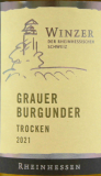 Winzer der Rheinhessischen Schweiz Grauer Burgunder Weißwein trocken 12.5% vol., 6 x 0.75 l Flasche