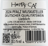 Happy Cat Pfalz Muskateller Weißwein lieblich 10.5% vol., 12 x 0.5 l Flasche