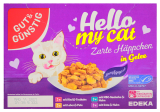 Gut & Günstig Hello my Cat Zarte Häppchen in Geele 4 Sorten Katzenfutter, 4 x 1.2 kg Packung