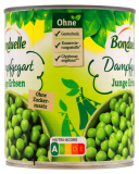 Bonduelle Junge Erbsen Dampfgegart, 6 x 530g Dosen