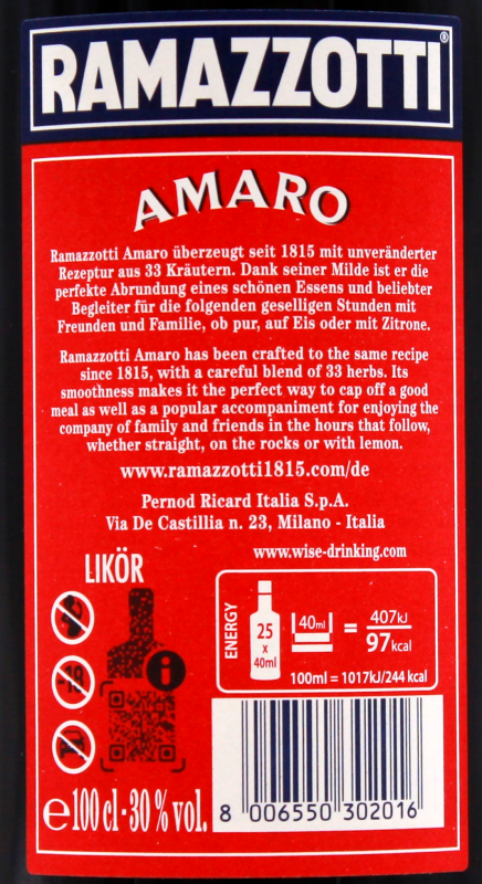 Ramazzotti Amaro 30% vol. | Online kaufen