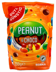 Gut & Günstig Erdnüsse in Milchschokolade bunt, 12 x 250g Packungen