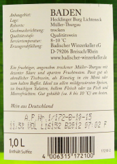 Hecklinger Burger Lichteneck Müller-Thurgau Weißwein trocken 11.5% vol., 6 x 1000ml Flaschen