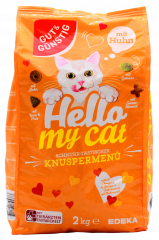 Gut & Günstig Hello my cat Knuspermenü mit Huhn, 4 x 2000g Packungen