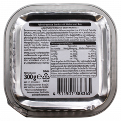 Edeka Feine Pastete Senior mit Huhn und Reis Hundefutter, 10 x 300g Becher