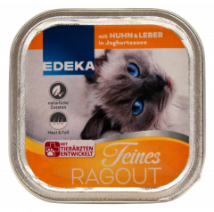 Edeka Feines Ragout mit Huhn und Leber in Joghurtsauce, 16 x 100g Becher
