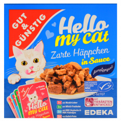 Gut & Günstig Hello my cat Zarte Häppchen in Sauce, 4 x 800g Packungen